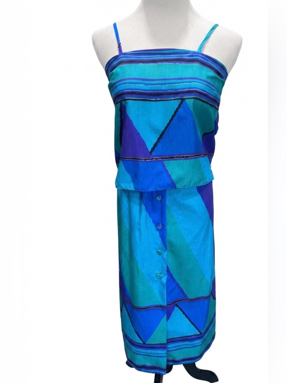Vintage Blue Hawaii for Liberty House Two-Piece Set Teal Purple Abstract Size S